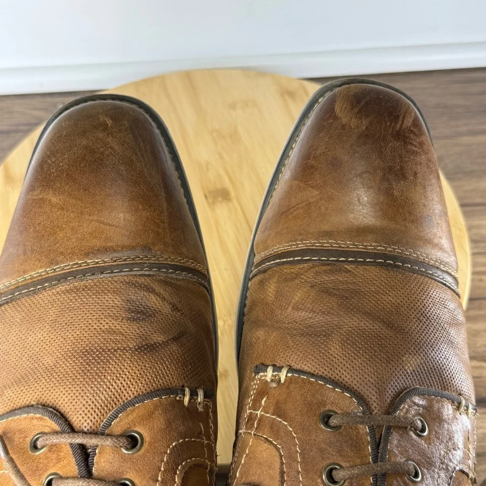 Good Steve Madden P-Kearny Oxford Men's 14 Brown Cap‎ Toe Textured Leather
